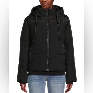 NWT KARL LAGERFELD PARIS Hooded Tweed Puffer Jacket